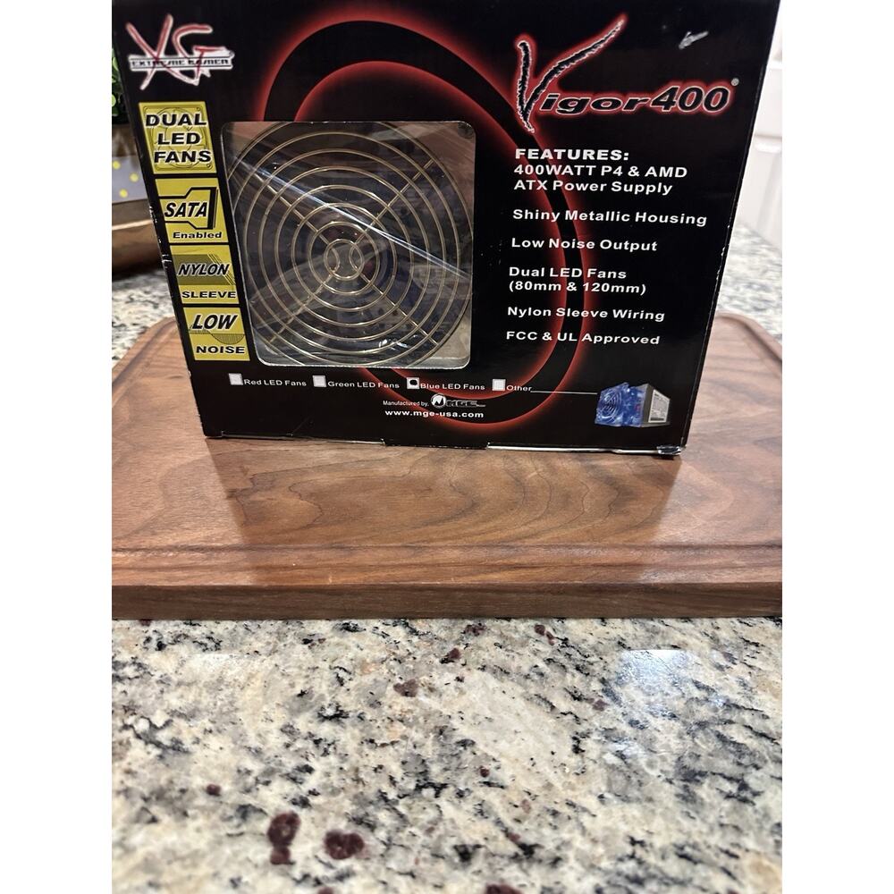 MGE Xtreme Gamer Vigor 400W ATX Power Supply Unit With Dual LED Fans - Blue